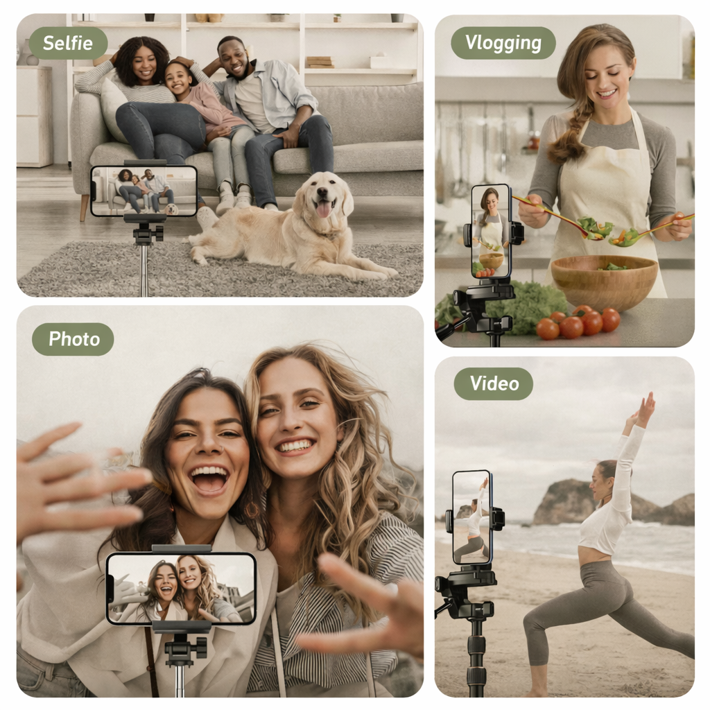 People using magnetic phone selfie screen for selfies, vlogging, photos and video recording.