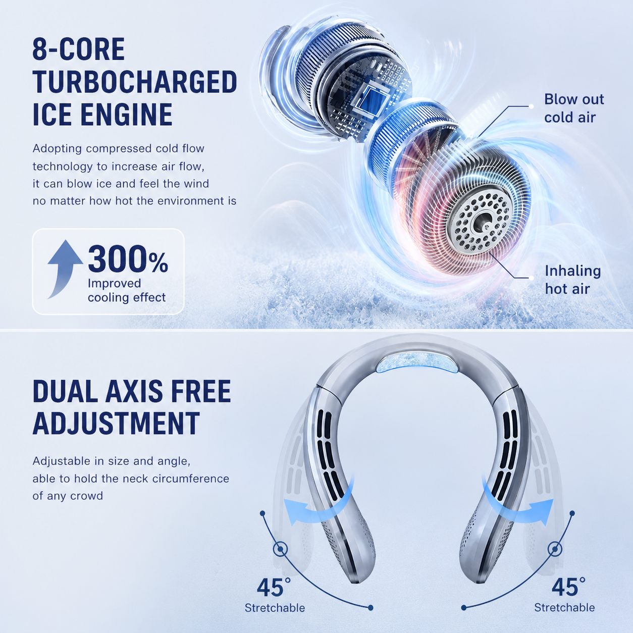 Xiaomi Bladeless Neck Fan – Portable, Rechargeable, Ultra-Quiet Cooling with LED Display